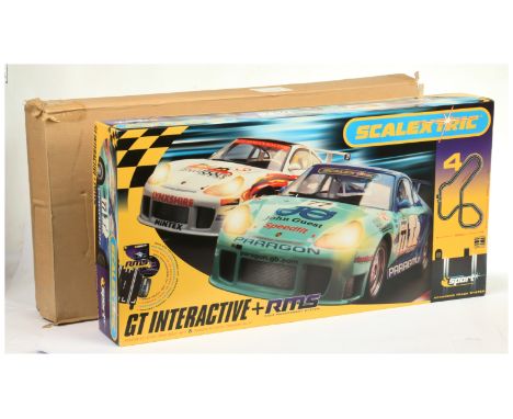 Slot cars - Scalextric set C1096 GT Interactive + RMS to include Two Porsche 911 GT3R, with original transit carton. Conditio