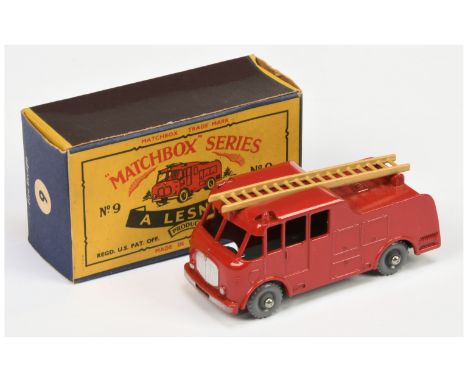 Matchbox Regular Wheels 9c MerryWeather Marquis Fire Engine - Stannard Code 3 - dull red body with rear upper hose lockers, 1