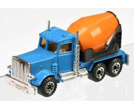 Matchbox Superfast 19d Peterbilt Cement Mixer Factory Pre-Production Colour Trial - mid-blue cab &amp; chassis, orange plasti