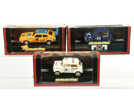 Slot cars - Scalextric car group to include C393 Motaworld Mini, C478 Mini Cooper Mobil, plus others. All appear Fair to Good
