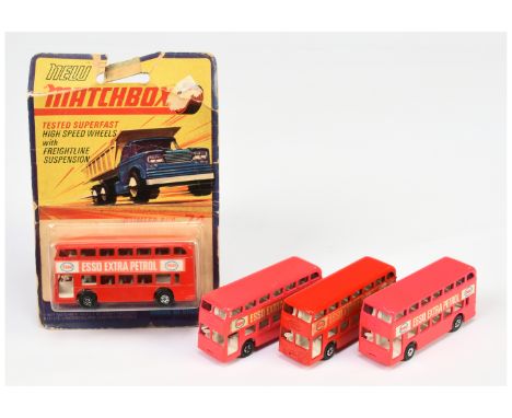 Matchbox Superfast 4 x 74a Daimler Fleetline Bus "Esso" - all are black axle clips - (1) brick red body &amp; base - Excellen