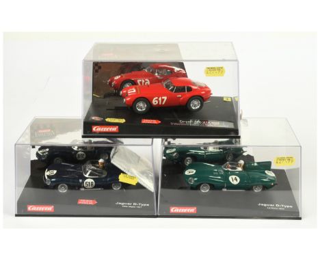 Slot cars - Carrera group to include 25711 Evolution Ferrari Uovo "Millia Miglia '52" Red, 25461 Evolution Jaguar D-Type "Mil