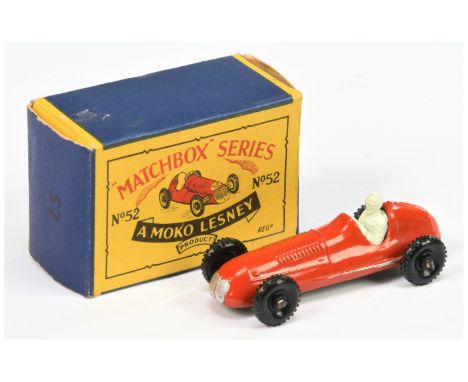 Matchbox Regular Wheels 52a 1948 Maserati 4CLT Racing Car - Stannard Code 1 - dull red body with silver trim, without racing 