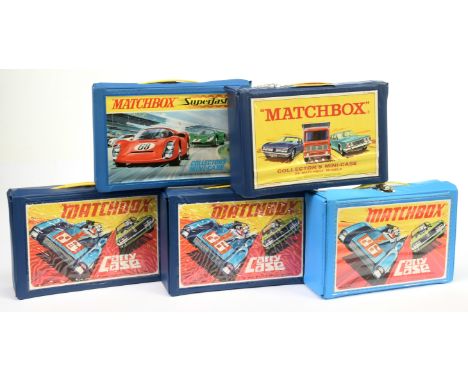 Matchbox Superfast 5 x 24-car carry case - all with yellow plastic handle &amp; inner trays unless stated otherwise - (1) lat