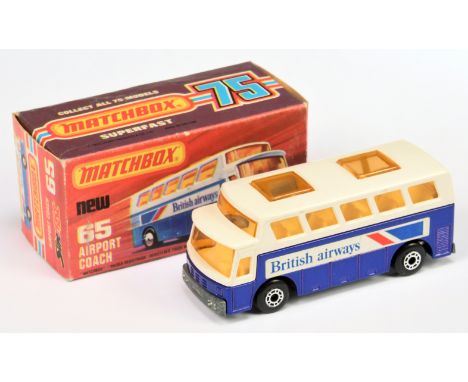 Matchbox Superfast 65b Airport Coach "British Airways" Factory Pre-Production Trial Model - labels facing rear, light amber w