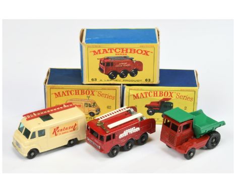 Matchbox Regular Wheels group of 1960's issue Commercial Vehicles to include (1) 2c Muir Hill Dumper "Laing" (2) 62b Commer T