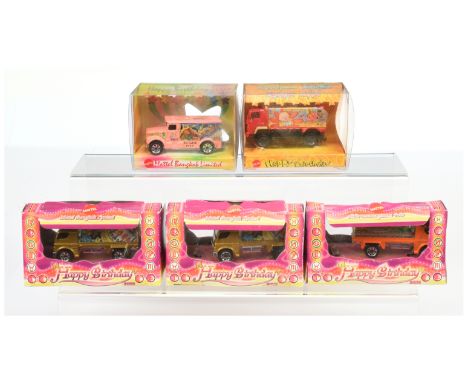 Matchbox Superfast Mattel Bangkok Limited group of "Happy Birthday" models. To include 3 x 2006 Billboard Truck (2 x metallic