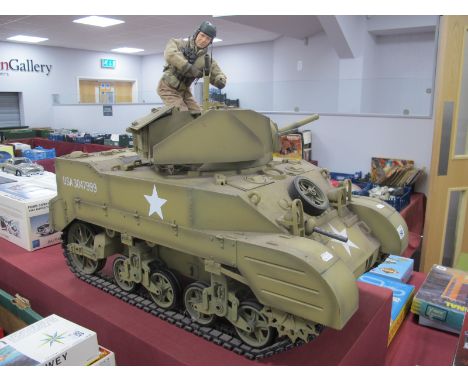 A 21st Century Toys 'The Ultimate Soldier' 1:6th Scale Radio Control M5 Stuart Tank. (untested/small parts may be missing), c