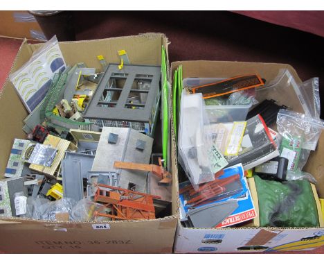 Contents of a "OO" Gauge Model Railway Enthusiasts Workshop, items include lineside buildings, card buildings kits, Gaugemast