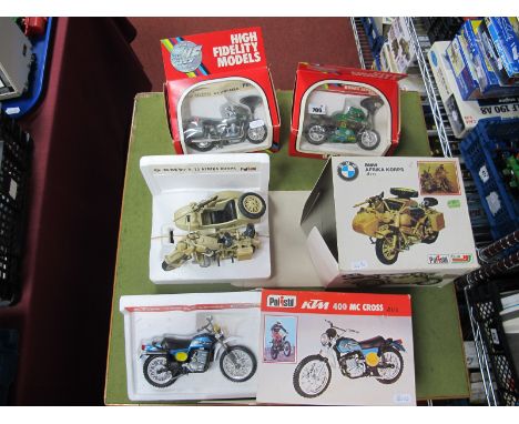 Four Boxed Polistil 1:15/1:25 Scale Diecast Model Motorcycles, to include BMW R-75 with Sidecar - Afrika Korps, KTM 400 ML Cr