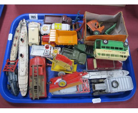 An Interesting Collection of Vintage Diecast Model Vehicles, Waterline Ships, by Dinky, Corgi, Timpo and other to include a b