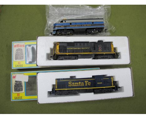Two Atlas "HO" Gauge Boxed U.S.A Outline Diesel Locomotives, Ref No. 8173 Class RSD 4/5 "Santa Fe" livery R/No. 2158, Ref No.