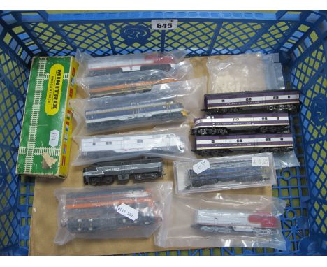 Ten N Gauge U.S.A Outline Unboxed Diesel Locomotives; comprising a life-like F3 A with two coaches "Atlantic Coast Line" R/No