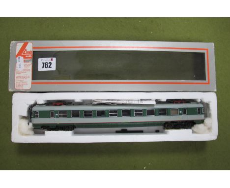 A Lima "HO" Gauge Boxed Ref No.  ALE601 Bo-Bo Electric Twin Pantograph FS Rail, grey/green livery - missing one set of buffer