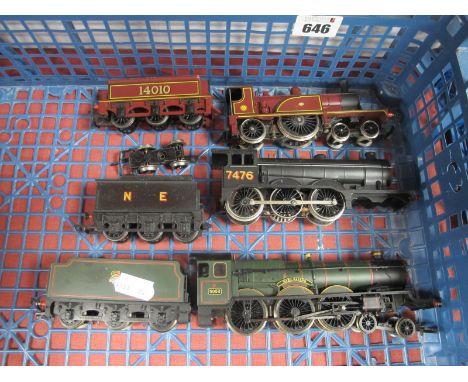 Three 'OO' Gauge/4mm Hornby Unboxed Steam Tender Locomotives, a 4-2-2 Caledonian single L.M.S maroon R/No 14010 (good), a 4-6