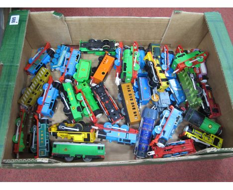Thirty Plus Thomas and Friends Plastic Toy Locomotives by Tomy, Mattel and Other, including Thomas The Tank Engine, Rheneas, 