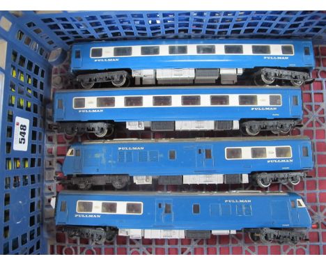 A Triang 'OO' Gauge/4mm Unboxed Blue/White Pullman D.M.U, comprising power car, dummy and two coaches R/No's W60745, fair to 