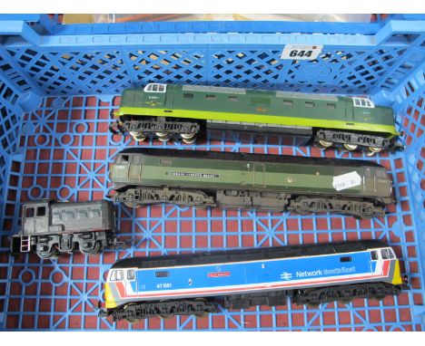 Four 'OO' Gauge/4mm Unboxed Diesel Locomotives,  a Triang 0-4-0 'Dock Authority' (overpainted green), a Lima Class 47 'Great 