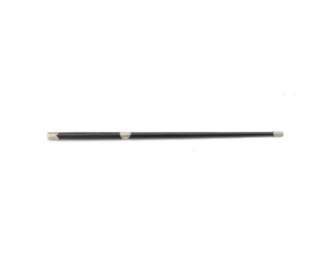 Victorian ebonised wooden conductors baton, with silver caps and collar, the silver collar engraved E. Robinson 30th Nov 1879