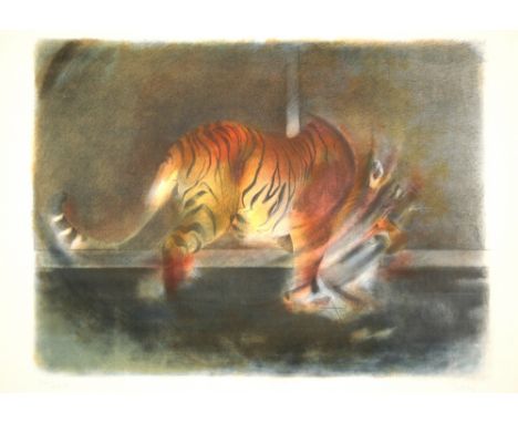 Janet Treby Tiger lithograph 32 of 200 signed 56 x 77 cm unframed On show at the Curwen Gallery  RRP £ 95