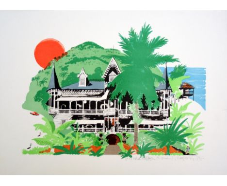 Paul Hogarth Grand Hotel Oloffson lithograph 29 of 195 signed 55 x 74 cm unframed small tear in paper edge On show at the Cur