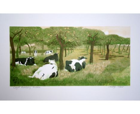 Carolyn Trant Cows lithograph Royal Academy archive signed 46 x 68 cm unframed On show at the Curwen Gallery  RRP £ 