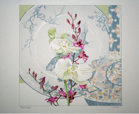 Janet Marsh Orchids lithograph dedicated to 'The Royal Academy' signed  76 x 56cm unframed On show at the Curwen Gallery 