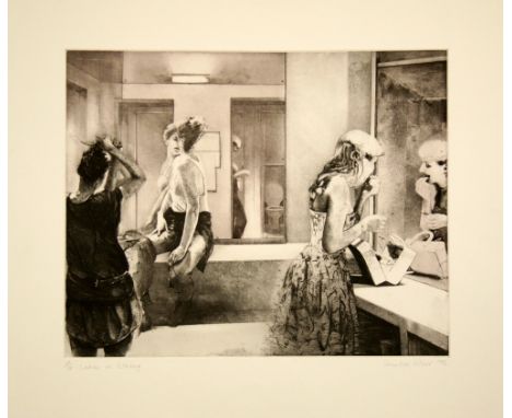 Penelope Wurr Ladies in Waiting 1983 lithograph 89 of 150 signed 58 x 65 cm unframed On show at the Curwen Gallery  RRP £