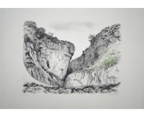 David Gentleman Gordale Scar lithograph 62 of 240 signed 57 X 77 cm unframed On show at the Curwen Gallery  RRP £ 250