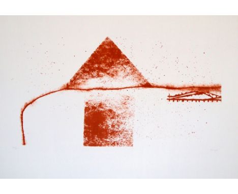 Prunella Clough Red Landscape lithograph 9 of 30 signed 58 x 78 cm unframed On show at the Curwen Gallery  RRP £ 825