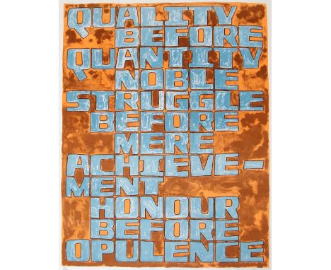 David Kindersley Quality before Quantity lithograph 12 of 70 signed 69 x 51 cm unframed On show at the Curwen Gallery  RRP £ 