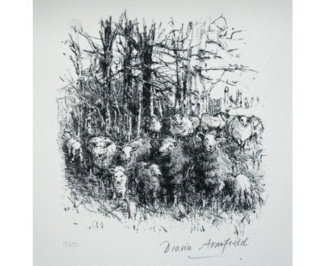 Diana Armfield Flock of Welsh Sheep lithograph 19 of 150 signed 26 x 32 cm unframed On show at the Curwen Gallery  RRP £ 270