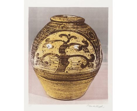 Bernard Leach Tree Jar lithograph 97 of 100 signed 77 x 56 cm unframed On show at the Curwen Gallery  RRP £ 400