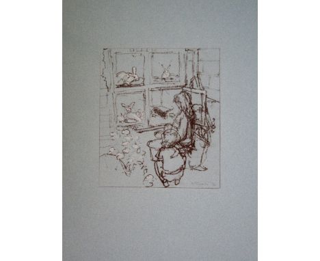 Raymond Cowern RA Children With Rabbits lithograph 10 of 125 signed 63 x 47 cm unframed On show at the Curwen Gallery  RRP £ 