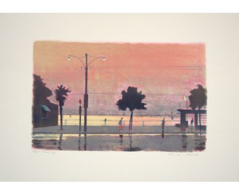Derek Mynott Venice from the Lido lithograph For Royal Academy signed 56 x 76 cm unframed On show at the Curwen Gallery  RRP 