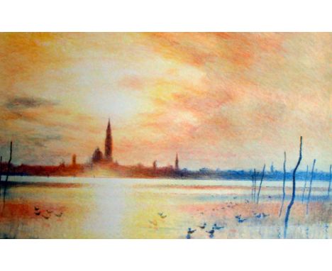 Derek Mynott Venice Sunsetlithograph Royal Academy signed 56 x 76 cm unframed On show at the Curwen Gallery  RRP £ 250