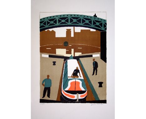 Julian Trevelyan  Grand Union Canal 1975 lithograph 95 of 100 signed 73 x 53 cm unframed crease through image at bottom right