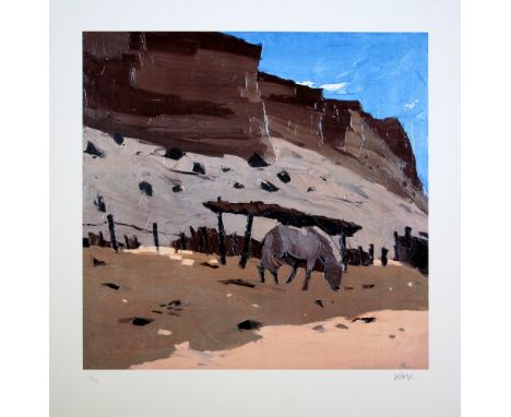 Kyffin Williams Horse in Patagonia 2003 lithograph 112 of 150 signed 59 x 56 cm unframed On show at the Curwen Gallery  RRP £