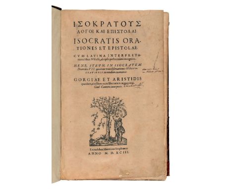 Isocrates. Isokratous Logoi kai epistolai (graece). Isocratis orationes et epistolae. Cum Latina interpretatione Hier. Wolfij