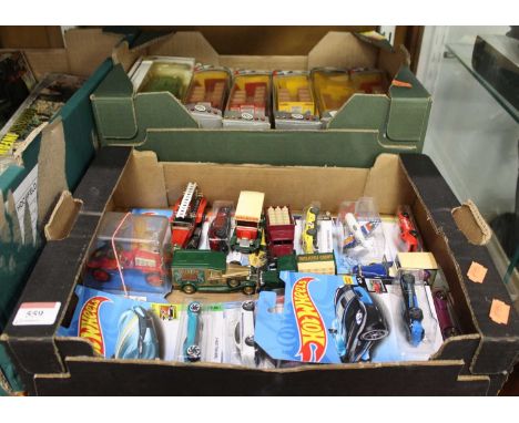 A box of modern issue diecast, to include Hot Wheels Roadsters; and a box of modern issue diecast to include Corgi Classics, 