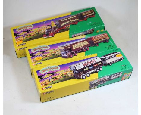 A collection of three boxed Corgi Classics modern issue diecast vehicles, to include Leyland Dodgem truck and caravan set, AE