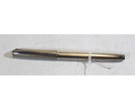 A silver cased ball point pen, the cap and barrel with engine turned decoration in Aspreys box