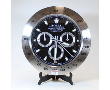 A Rolex style wall clock, quartz movement, dia.34cm 