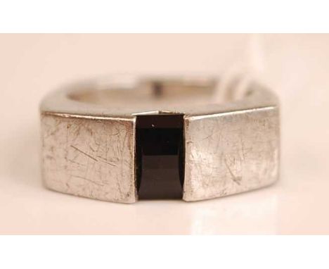 A Mont Blanc Boheme silver and black onyx ring 14.4g, size O