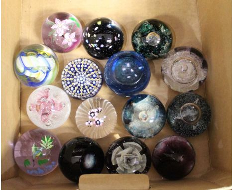 A box containing a collection of 14 various Scottish Caithness glass paperweightsCondition report: No apparent damage, just l