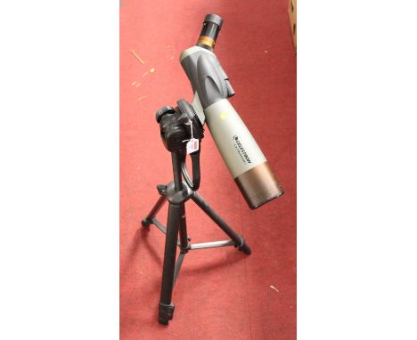 A Celestron Ultima 80 spotting scope, on Evolution video tripod base 