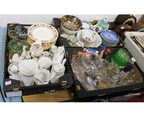 Three boxes of miscellaneous items, to include Bing &amp; Grondhal Christmas plates, Aynsley Cottage Garden moonflask, Grafto