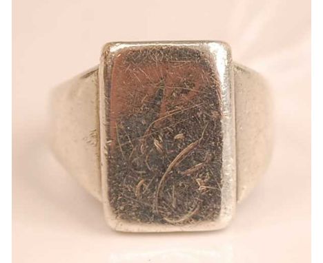 A Georg Jensen gent's silver signet ring 13.5g, stamped to underside of tablet, size U