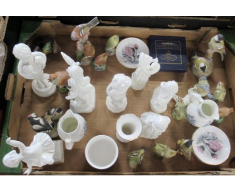Two boxes of Royal Worcester figures, mainly blanks, together with other china