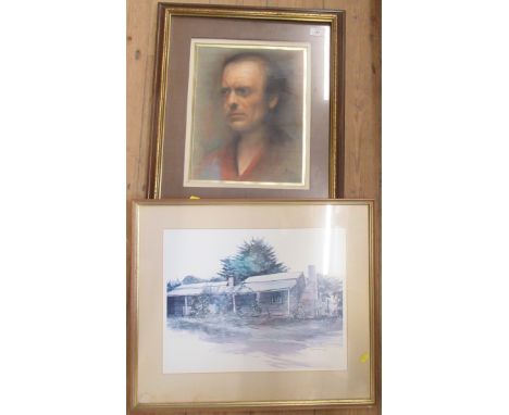 A portrait of a gentleman, signed Pitre, together with a print